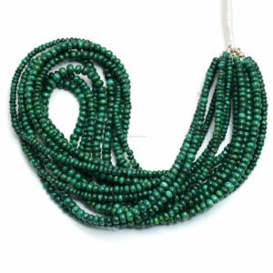 Green Corandum Rondelle Shape Smooth Gemstone Beads 16 pulgadas Strand Loose para pulsera Fabricación de joyas - Product Image 1