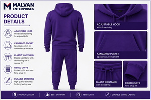 Unisex Windproof Casual <b>Velour</b> Hooded Printed <b>Tracksuit</b> Set Custom Logo Two-Piece Jacket Jogger Solid Color 100% Cotton Low MOQ - Product Image 3