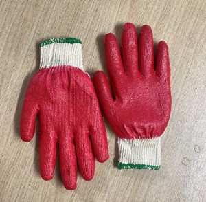 Red Cotton Latex Coated Cut-Resistant Knit Gloves Ambidextrous Pull on Cuff Household Cleaning Protection - Product Image 2
