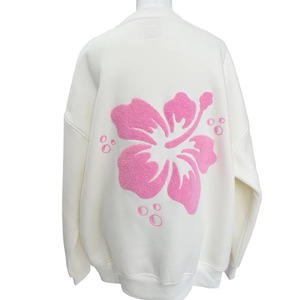 Sweat-shirts à capuche personnalisés en coton blanc avec broderie en chenille, coupe-vent, respirants, col rond, pour femmes, automne-hiver - Product Image 2