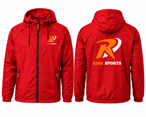 Chaqueta Impermeable Ligera con Capucha Roja para Exteriores, con Cuello Alto, Tejido Transpirable, Resistente al Viento, con Cierre Completo, para Senderismo y Running - Product Image 4