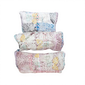 100% Pure Cotton Kantha Fabric Floral Pattern Zipper Closure Eco-Friendly Durable Lightweight Modern Large Makeup Bag <b>Pouch</b> Set - Product Image 1