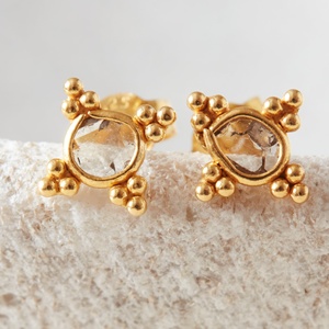 Boucles d'oreilles élégantes et uniques en argent sterling 925 plaqué or 18 carats avec diamants, motif étoile, cadeau tendance - Product Image 5