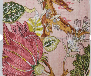 Trendy Yellow Color Floral Printed Kantha Reversible Mixed Color Different Kantha <b>Bedspread</b> <b>King</b> <b>Size</b> Bed Spread Handmade Items - Product Image 3