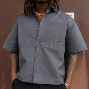 Chemise tendance Shadow Work pour homme, coupe courte et ample, style streetwear, polyester et coton, boutonnée, best-seller, marque MAANIFY - Product Image 2