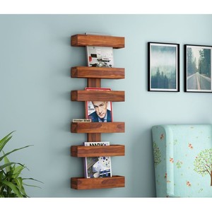 ชั้นวางนิตยสารไม้ดีไซน์เกลียวลายเฉพาะตัว ทำจากไม้สัก - ขายส่ง - Product Image 3