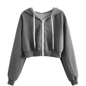 Women's Cropped Hoodie Fashion Casual Pullover Long Sleeve Hooded Sweatshirt Trendy <b>Crop</b> <b>Top</b> - Product Image 1
