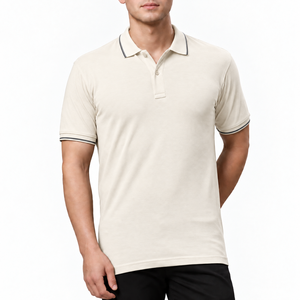 เสื้อโปโลแขนสั้นผู้ชาย สีพื้น สไตล์ลำลอง สำหรับตีกอล์ฟ  รับสกรีนโลโก้  ขอบปกสีต่าง  ราคาขายส่ง คุณภาพสูง - Product Image 4