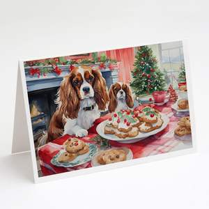 Cavalier Spaniel Christmas Cookies Whimsical A7 Tarjetas de felicitación Pack 8 Tarjetas de nota en blanco con sobres Tamaño 5x7 - Product Image 1