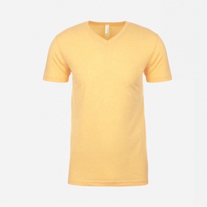 Camiseta con cuello en V CVC unisex verano venta al por mayor estilo personalizado camiseta lisa cuello en V en blanco 100% algodón transpirable camisetas - Product Image 1