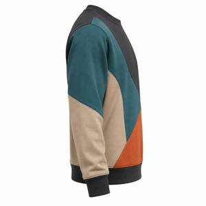 Mens Premium Curved Panel Color Block <b>Crewneck</b> Sweatshirt Custom Logo Casual Athletic Fleece Pullover Sportswear Windproof - Product Image 5