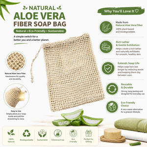 Natural Aloe Vera Fiber Soap Bags for <b>Bathing</b>, Exfoliation, Soap <b>Storage</b> and Eco Friendly Personal Care Use - Product Image 6
