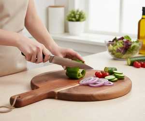 Tabla de cortar redonda de madera artesanal con asa de cuerda, de acacia natural, ecológica, apta para lavavajillas, para aperitivos y queso - Product Image 6