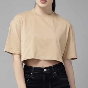Good Selling Loose Summer Women's Breathable Cotton Crop <b>Top</b> T-Shirts OEM Customizable Short Sleeve with OEM ODM services - Product Image 1