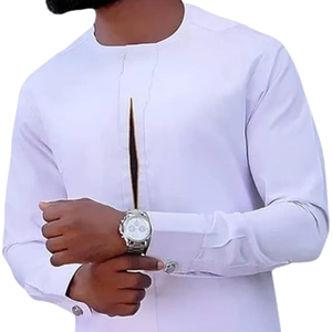 Ensemble Kaftan Long Homme Couleur Unie avec Pantalon, Col Rond, Manches Longues, Style Thobe, Tunique Tricotée, Respirant, Automne, OEM ODM - Product Image 5