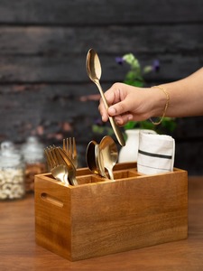 Handmade Single-Tier Rustic Wooden Spoon Holder Natural Acacia Mango Wood Stand Type <b>Kitchen</b> Tools Storage <b>Rack</b> Made in India - Product Image 4