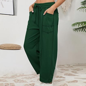 Women Premium Cargo Pants Wide Leg Sweatpants High Waist <b>Drawstring</b> Casual Loose Fit Streetwear - Product Image 2