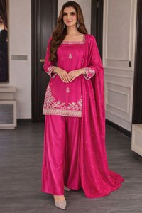 Traje Sharara Negro de Lujo con Bordado, Salwar Kameez Pakistaní de Diseñador para Mujer, Ropa Casual para Fiestas, Traje Étnico para Boda con Dupatta - Product Image 4