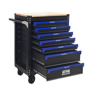 Carrello Portautensili in Acciaio a 7 Cassetti da 30 Pollici con Piano in Legno e Ruote per Stoccaggio Attrezzi in Garage e Magazzini - Product Image 5