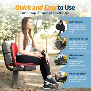 Asiento Reclinable para Estadio, Impermeable, 6 Posiciones, Cómodo para Acampar al Aire Libre - Product Image 2