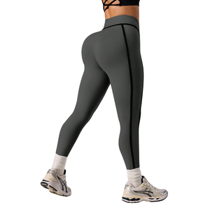Leggings de yoga taille haute en spandex pour femme - Leggings de sport légers à blocs de couleur, contrôle du ventre, longueur intégrale pour le yoga et la gym - Product Image 2