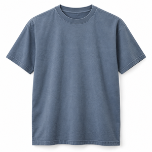 เสื้อยืดวินเทจสีน้ำเงินเหล็กฟอก 270 GSM ผ้าฝ้ายพรีเมียม ทรงหลวม ใส่สบายสำหรับผู้ชาย เสื้อยืดโอเวอร์ไซส์ลำลอง - Product Image 4