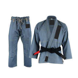 Kimono de Jiu-Jitsu Brésilien Fitness Concepts bleu, 100 % coton, pour homme adulte, coupe classique, tissu durable 220 g, impression personnalisée, ceinture noire - Product Image 4