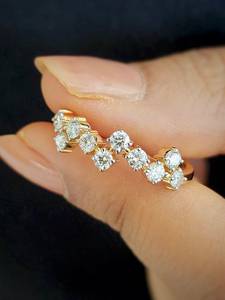 Moissanite Gold Plated Round Cut Zig Zag Design Half Eternity Band <b>Ring</b> original <b>925</b> <b>Silver</b> Fine Bridal Promise Gift For Lovers - Product Image 4