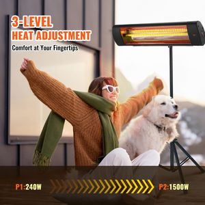 Stufa Elettrica a Infrarossi da 1500W con Telecomando, Schermo LED, 3 Velocità e Timer per Uso Esterno su Patio - Product Image 3