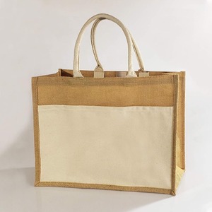 Sac fourre-tout en jute à motif de dessin animé grande capacité, durable, résistant, écologique avec fermeture éclair pour les courses et les besoins de supermarché - Product Image 1