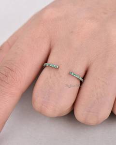 Princess Natural <b>Emerald</b> Open Cut Eternity Gemstone Solid Green <b>Silver</b> Cuff Bangle Jewelry Supplier Stackable Matching <b>Ring</b> Lab - Product Image 1