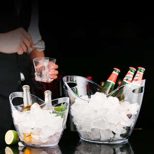 Seau à glace élégant en plastique durable et léger pour restaurant, grand seau à glace transparent pour bouteille, bar en acrylique, capacité de 5 L - Product Image 2