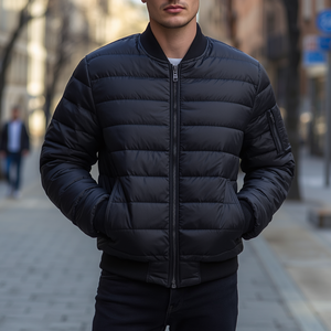Thick Quilted Bomber <b>Men</b>’s Jacket Warm Padded Winter Outerwear Casual Streetwear OEM - Product Image 5