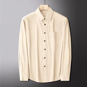 Hot Selling Men's 100% Cotton Corduroy Long Sleeve Solid Color Casual Dress Shirt Comfortable Autumn Winter Wholesale - Product Image 3