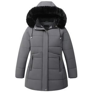 Manteau d'hiver imperméable pour femme, nouvelle conception, à manches longues, rembourré, alternatif au duvet, chaud, parka avec capuche en fourrure - Product Image 1