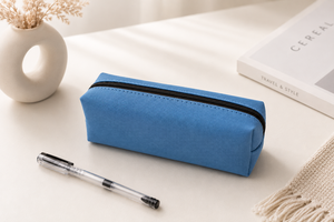 Estuche para Lápices de Lona Azul Mediano con Cierre de Cremallera, Estilo Minimalista, Bolsa Organizadora de Material Escolar - Product Image 6