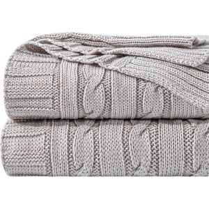 Coperta in Maglia di Cotone 100% Puro, Super Morbida e Calda 51x67, Coperta Lavorata a Maglia Extra Accogliente per Divano, Coperta Raschel - Product Image 1