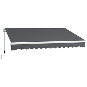 Tenda da Sole Retrattile Manuale 8FT X 13FT con Protezione UV, Bracci Pieghevoli Grigio Scuro per Terrazze - Product Image 1