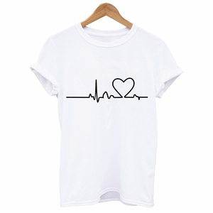 Nuevas Camisetas de Manga Corta para Mujer, Casuales, con Estampado de Amor, Transpirables, Ecológicas, 100% Algodón Canvas - Product Image 3