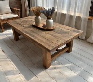 High Quality Solid Acacia Wood <b>Coffee</b> <b>Table</b> with Legs Eco-Friendly Farmhouse & Hotel Use 4-Seater Modern Design - Product Image 2