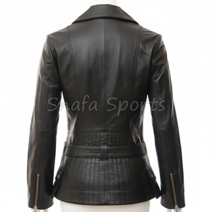 Traje formal clásico de cuero para mujer, con estructura entallada, ideal para oficina, reuniones de negocios, elegantes chaquetas de cuero para damas. - Product Image 2