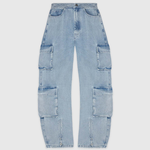 กางเกงยีนส์ทรงสกินนี่เอวต่ำขาบานสำหรับผู้หญิง ระบายอากาศได้ดี มีกระเป๋า  ไซส์พลัส กางเกงคาร์โก้ สำหรับฤดูใบไม้ร่วง - Product Image 4