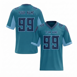 เสื้อฟุตบอลอเมริกันแบบยูนิเซ็กซ์สำหรับผู้ใหญ่ ผ้าฝ้าย 100% สกรีนชื่อทีมตามสั่ง แขนสั้น พิมพ์ลายแบบซับลิเมชั่น มีไซส์พลัสไซส์ให้เลือก - Product Image 1