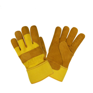 Guantes de Seguridad de Cuero de Primera Calidad, Amarillos, Resistentes a la Abrasión, Antideslizantes, para Uso General, con Puño Recto - Product Image 1