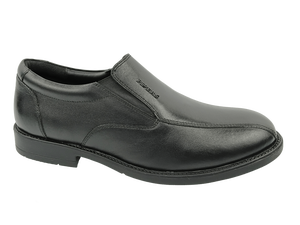 Mocasines de Cuero Negro para Hombre, Punta Redonda, Sin Cordones, Transpirables, Zapatos de Oficina y Carrera, Suela de Goma, Diseño Sólido - Product Image 1