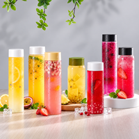 Bouteille de couvercle à vis ronde en plastique transparente de 250ml/8oz taille Portable pour jus eau pour animaux de compagnie soda boissons énergétiques whisky Champagne