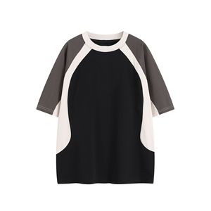 T-shirt décontracté pour homme en coton épais 100 %, motif uni brodé, tissu tricoté, séchage rapide et respirant - Product Image 6