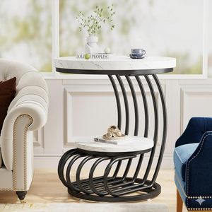 Traditional <b>Square</b> Metal Marble Antique Side <b>Table</b> Eco-Friendly Durable for Indoor Commercial Spaces Living Areas Coffee Service - Product Image 1
