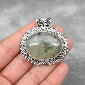 Pendentif en argent Sterling 925 massif fait à la main, pendentif en Prehnite carré, pendentif anniversaire, pierre de naissance Balance - Product Image 4