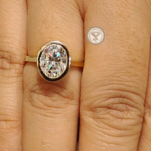 Anillo de Compromiso de Tres Piedras con Diamante Ovalado Cultivado en Laboratorio de 3 TCW en Oro de 14K, Certificado IGI, Joyería Nupcial de Lujo para Mujer - Product Image 6